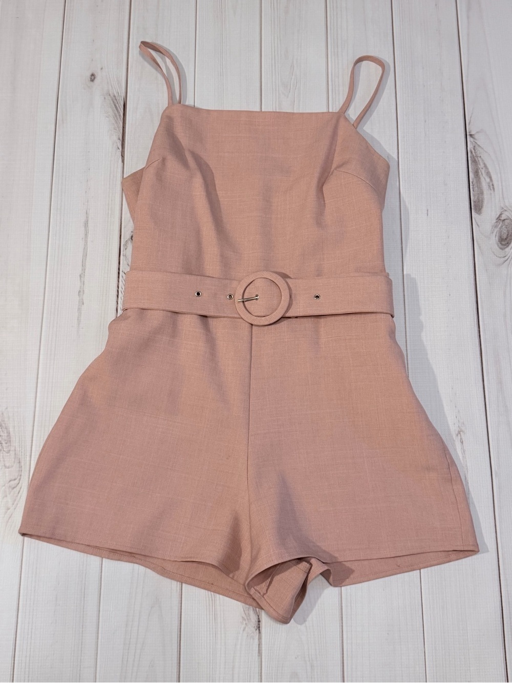 Spaghetti-Strap Belted Romper in Dusty Rose - Picture 2 of 6